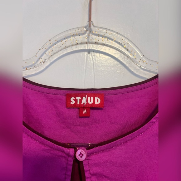 Staud purple midi cotton tiered dress with pockets $285 Size M LIKE NEW - Picture 4 of 5